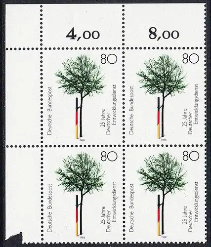 BUND 1988 Michel-Nummer 1373 postfrisch BLOCK ECKRAND oben links