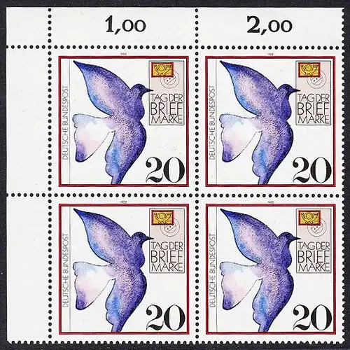 BUND 1988 Michel-Nummer 1388 postfrisch BLOCK ECKRAND oben links