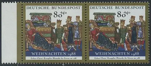 BUND 1988 Michel-Nummer 1396 postfrisch horiz.PAAR RAND links