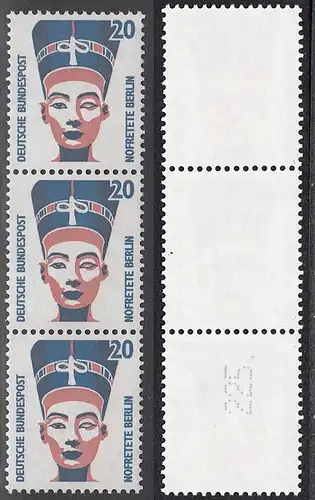 BUND 1989 Michel-Nummer 1398 postfrisch vert.STRIP(3) m/ rücks.Rollennummer 225