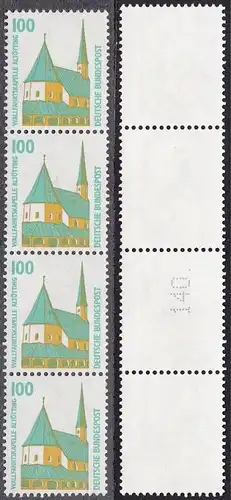 BUND 1989 Michel-Nummer 1406 postfrisch vert.STRIP(4) m/ rücks.Rollennummer 140