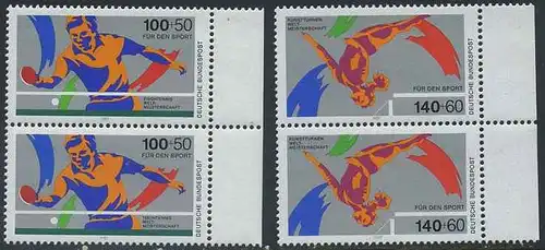 BUND 1989 Michel-Nummer 1408-1409 postfrisch SATZ(2) vert.PAARE RÄNDER rechts 