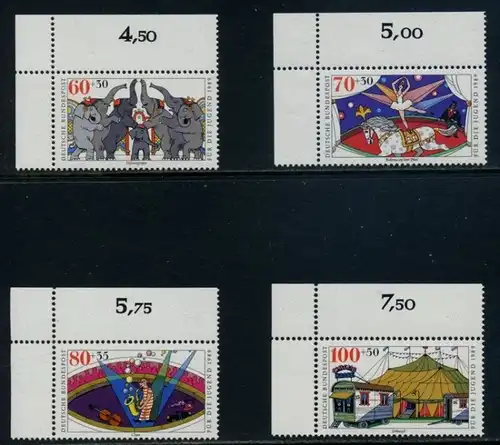 BUND 1989 Michel-Nummer 1411-1414 postfrisch SATZ(4) EINZELMARKEN ECKRÄNDER oben links