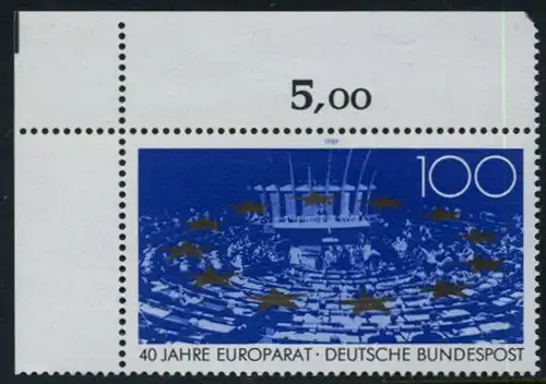 BUND 1989 Michel-Nummer 1422 postfrisch EINZELMARKE ECKRAND oben links