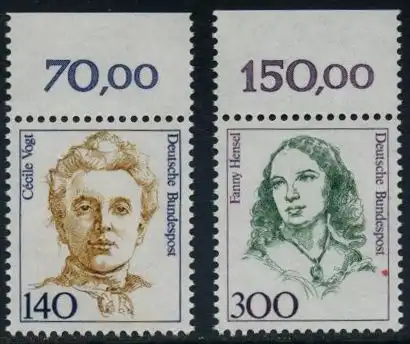 BUND 1989 Michel-Nummer 1432-1433 postfrisch SATZ(2) EINZELMARKEN RÄNDER oben (b)