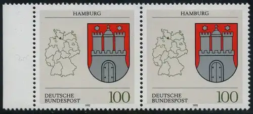 BUND 1992 Michel-Nummer 1591 postfrisch horiz.PAAR RAND links