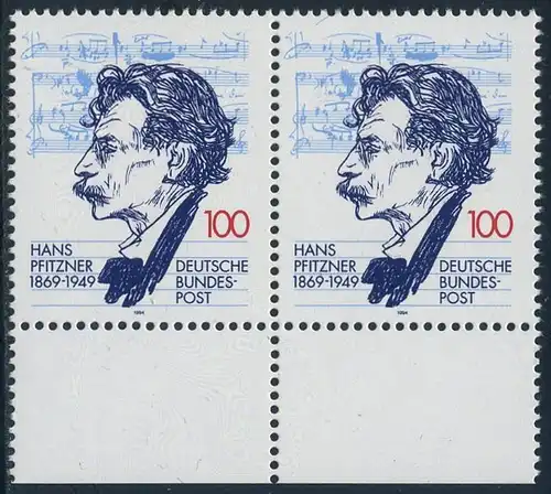 BUND 1994 Michel-Nummer 1736 postfrisch horiz.PAAR RAND unten