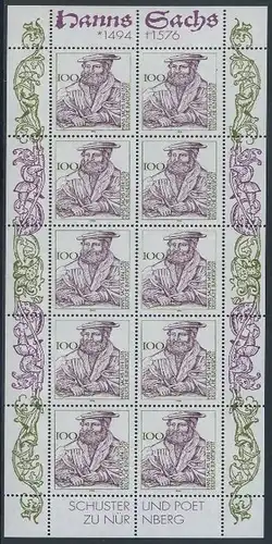 BUND 1994 Michel-Nummer 1763 postfrisch BOGEN(10)