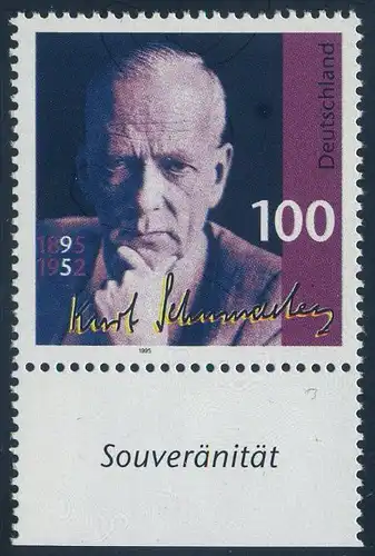 BUND 1995 Michel-Nummer 1824 postfrisch EINZELMARKE RAND unten