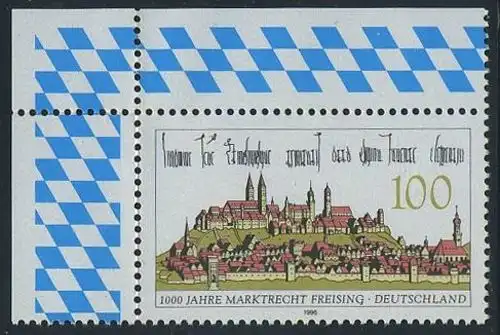 BUND 1996 Michel-Nummer 1856 postfrisch EINZELMARKE ECKRAND oben links