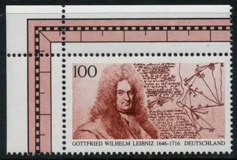 BUND 1996 Michel-Nummer 1865 postfrisch EINZELMARKE ECKRAND oben links