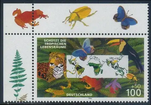 BUND 1996 Michel-Nummer 1867 postfrisch EINZELMARKE ECKRAND oben links