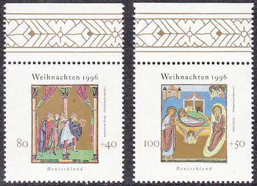 BUND 1996 Michel-Nummer 1891-1892 postfrisch SATZ(2) EINZELMARKEN RÄNDER oben