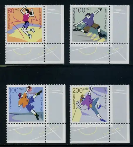 BUND 1997 Michel-Nummer 1898-1901 postfrisch SATZ(4) EINZELMARKEN ECKRÄNDER unten rechts