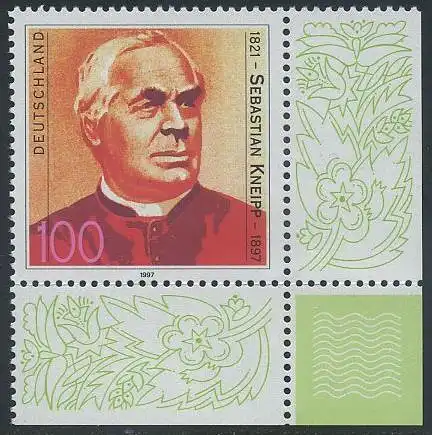 BUND 1997 Michel-Nummer 1925 postfrisch EINZELMARKE ECKRAND unten rechts