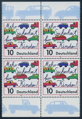 BUND 1997 Michel-Nummer 1954 postfrisch BLOCK RÄNDER oben/unten