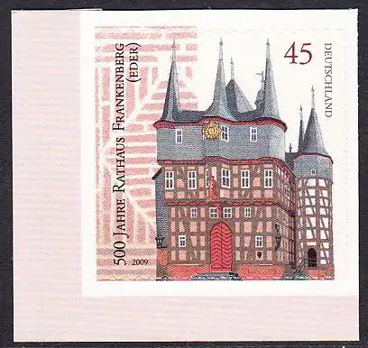 BUND 2009 Michel-Nummer 2718 postfrisch EINZELMARKE ECKRAND unten links (a1) -aus MH/selbstklebend-