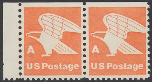 USA Michel 1341D / Scott 1736 postfrisch horiz.PAAR RAND links (oben ungezähnt) - Adler; Emblem der US-Post
