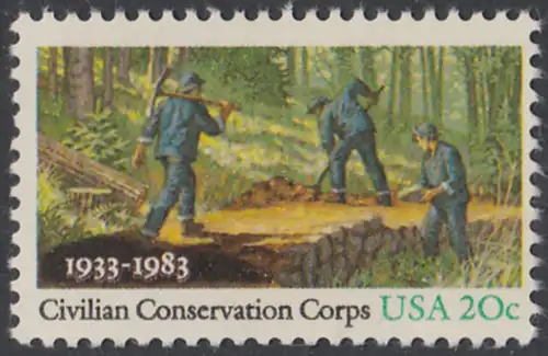 USA Michel 1621 / Scott 2037 postfrisch EINZELMARKE - Civilian Conservation Corps (CCC): Anlegen eines Waldweges