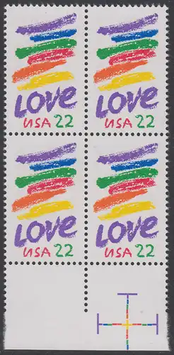 USA Michel 1746 / Scott 2143 postfrisch BLOCK RÄNDER unten (a1) - Grußmarke: Striche, Love