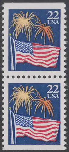 USA Michel 1882D / Scott 2276a postfrisch vert.PAAR - Flagge und Feuerwerk