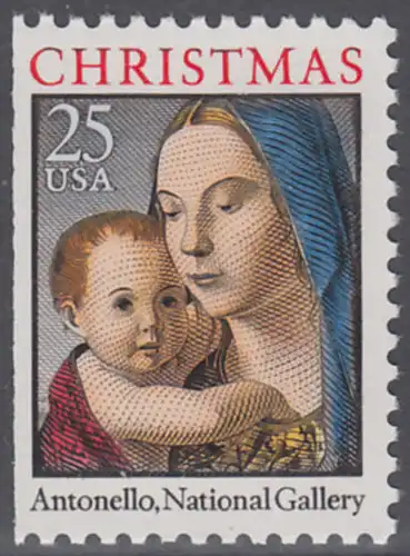 USA Michel 2114 / Scott 2514b postfrisch EINZELMARKE (links ungezähnt) - Weihnachten: Maria mit Kind