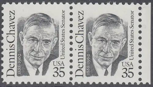 USA Michel 2124 / Scott 2186 postfrisch horiz.PAAR RAND rechts - Amerikanische Persönlichkeiten: Dennis Chavez (1888-1962), Senator