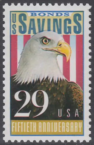 USA Michel 2131 / Scott 2534 postfrisch EINZELMARKE - 50 Jahre Amerikanische Bundesobligationen: Weißkopfseeadler, Flagge