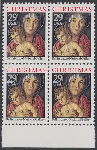 USA Michel 2328A / Scott 2710 postfrisch BLOCK RÄNDER unten - Weihnachten: Maria mit Kind