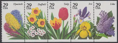 USA Michel 2359-2363 / Scott 2764a postfrisch Markenheftchenblatt(5) - Gartenblumen des Frühjahrs