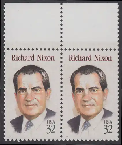 USA Michel 2557 / Scott 2955 postfrisch horiz.PAAR RÄNDER oben - Richard Nixon (1913-1994), 37. Präsident, reg. 1969-1974