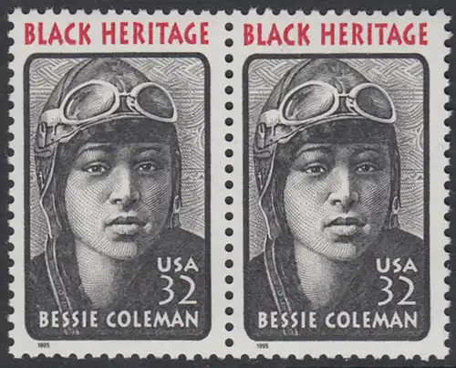 USA Michel 2558 / Scott 2956 postfrisch horiz.PAAR - Schwarzamerikanisches Erbe: Bessie Coleman, Pilotin