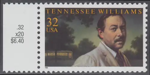 USA Michel 2673 / Scott 3002 postfrisch EINZELMARKE RAND links - Tennessee Williams (1911-1983), Schriftsteller