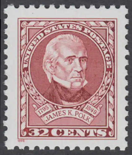 USA Michel 2678 / Scott 2587 postfrisch EINZELMARKE - 200. Geburtstag von James K. Polk (1795-1849), 11. Präsident (reg. 1845-1849)