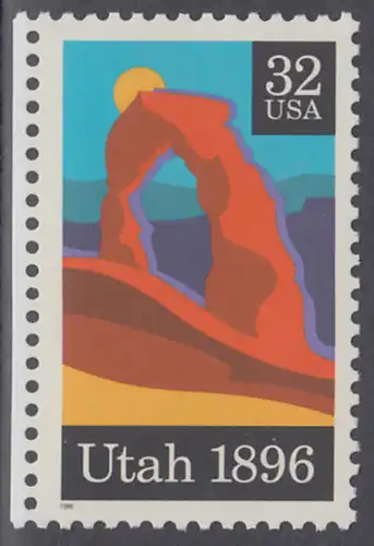 USA Michel 2684 / Scott 3024 postfrisch EINZELMARKE RAND links - 100 Jahre Bundesstaat Utah; Delicate Arch, Arches-Nationalpark