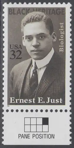 USA Michel 2691 / Scott 3058 postfrisch EINZELMARKE RAND unten (a3) - Schwarzamerikanisches Erbe: Ernest E. Just (1883-1941), Meeresbiologe