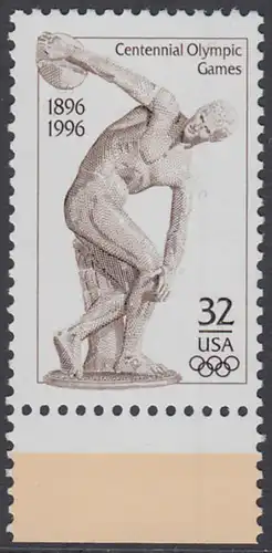 USA Michel 2750 / Scott 3087 postfrisch EINZELMARKE RAND unten - 100 Jahre Olympische Spiele der Neuzeit; Olympische Sommerspiele, Atlanta