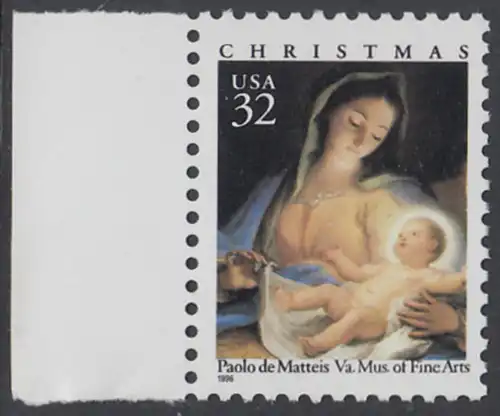 USA Michel 2798 / Scott 3107 postfrisch EINZELMARKE RAND links - Weihnachten: Maria mit Kind