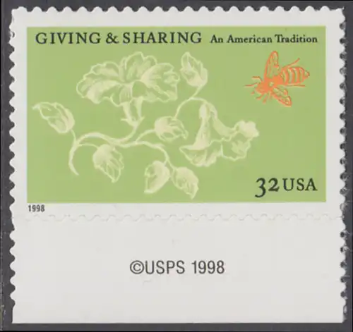 USA Michel 3049 / Scott 3243 postfrisch EINZELMARKE RAND unten m/ copyright symbol - Aufruf zur Philanthropie