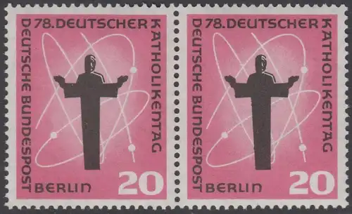 BERLIN 1958 Michel-Nummer 180 postfrisch horiz.PAAR - Deutscher Katholikentag, Berlin