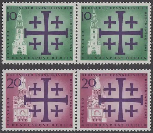 BERLIN 1961 Michel-Nummer 215-216 postfrisch SATZ(2) horiz.PAARE - Deutscher Evangelischer Kirchentag, Berlin