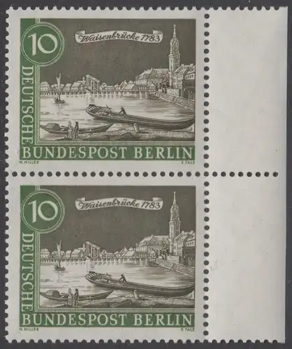 BERLIN 1962 Michel-Nummer 219 postfrisch vert.PAAR RAND rechts - Alt-Berlin: Waisenbrücke