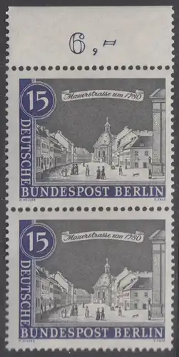 BERLIN 1962 Michel-Nummer 220 postfrisch vert.PAAR RAND oben (c) - Alt-Berlin: Mauerstraße