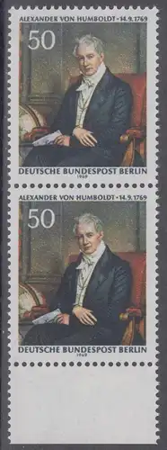 BERLIN 1969 Michel-Nummer 346 postfrisch vert.PAAR RAND unten - Alexander Freiherr von Humboldt, Naturforscher und Gelehrter