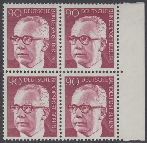 BERLIN 1970 Michel-Nummer 368 postfrisch BLOCK RÄNDER rechts - Bundespräsident Dr. Gustav Heinemann