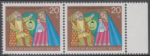 BERLIN 1972 Michel-Nummer 441 postfrisch horiz.PAAR RAND rechts - Weihnachten