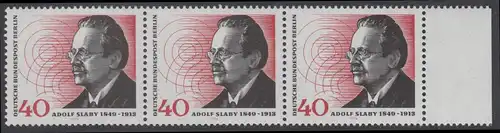 BERLIN 1974 Michel-Nummer 467 postfrisch horiz.STRIP(3) RAND rechts - Adolf Slaby, Funktechniker