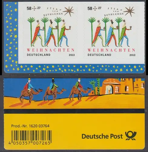 BUND 2013 Michel-Nummer 3040 postfrisch horiz.PAAR ECKRAND unten links m/EAN -aus MH/selbstklebend-