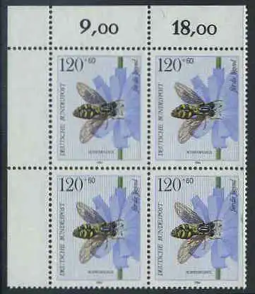 BUND 1984 Michel-Nummer 1205 postfrisch BLOCK ECKRAND oben links 