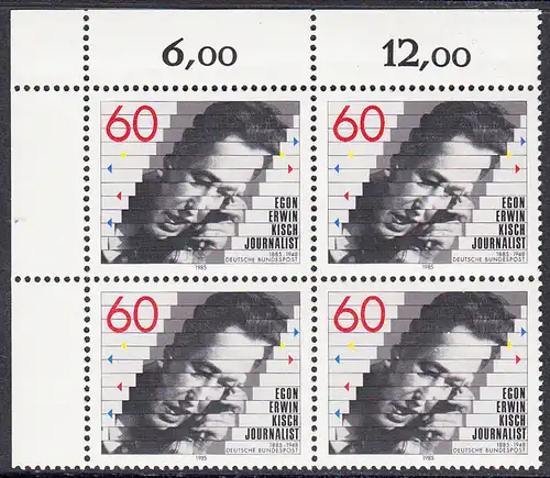 BUND 1985 Michel-Nummer 1247 postfrisch BLOCK ECKRAND oben links